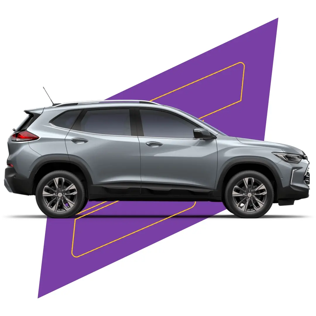 Chevrolet Tracker Cinza com fundo roxo